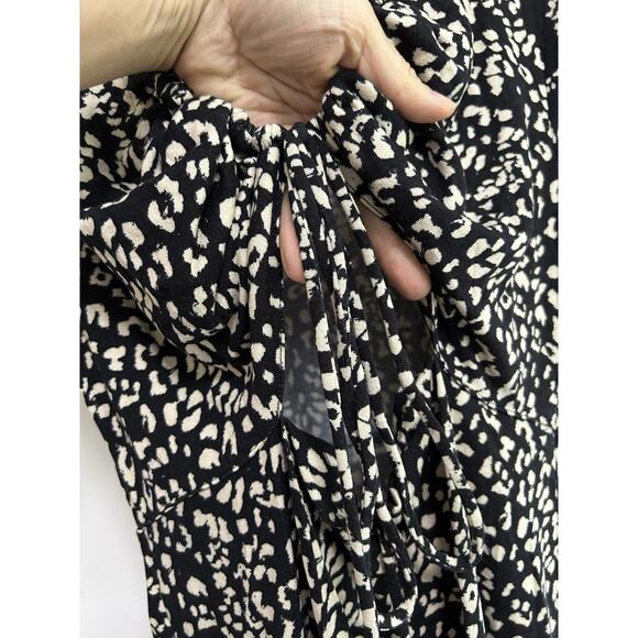 NWT Free People Marsaille Mini Wrap Dress size L Black Animal Print Cut Out - Picture 6 of 13